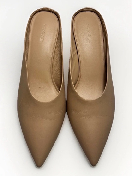 Vince Shoes - Vince Ralston Leather Pointy Toe Mule in Nude Size 9.0